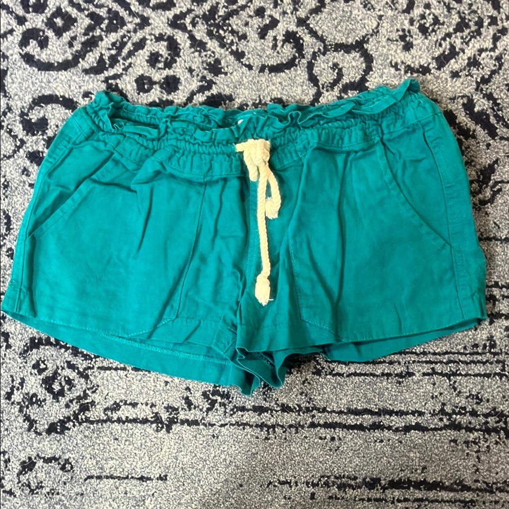 Girls Roxy Linen Shorts | Size Large (12) | Teal